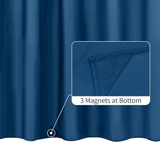 ALYVIA SPRING Waterproof Fabric Shower Curtain or Liner Navy Blue - Image 2