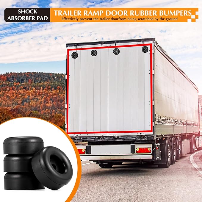 BBTO 10 Packs 2.5" Trailer Ramp Door Bumper, Trailer Door Bumper Compatible with Cargo Ramp Doors, Truck Gates Round Rubber Bump Stops Utility Accessories, Black