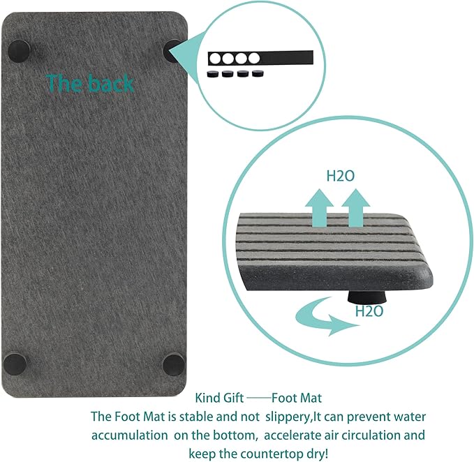 2 PCS Water Absorbent diatomite Coasters, 8.3" x 4" Water Absorbing Stone Tray for Sink, Stone Drying mat for Kitchen Counter, Stone soap Tray Used for Hand Soaps & toiletries & Plants