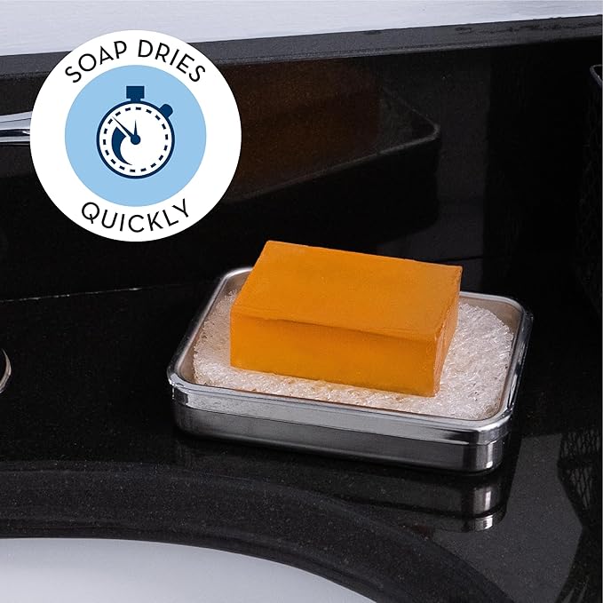 S&T INC. Bar Soap Holder for Kitchen, Bathroom, and Soap Dish, 4 Pack, Clear, 2.9 inches by 4.4 inches