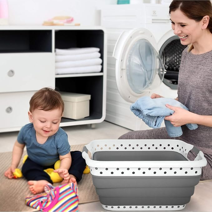 Lavish Home Collapsible Plastic Laundry Basket, 24.25”x17.5”x10.5” | - Image 5