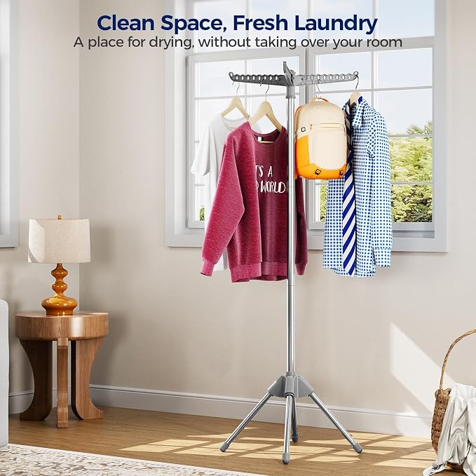 KINGBOARD Clothes Drying Rack, 3 Rotatable Arms | 360° Rotatable Arms, 27 - Image 4