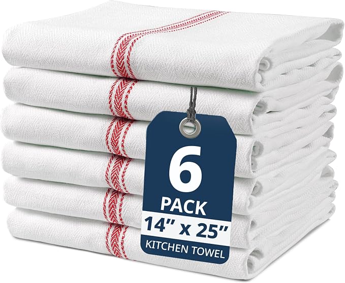 LANE LINEN Kitchen Hand Towels 100% Cotton Absorbent Lint-Free 6 Pack by LaneLinen