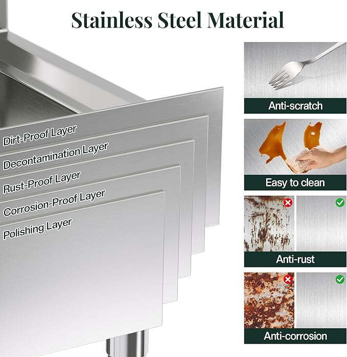 72"x24" Stainless Steel Work Table with Overshelves, 2/3 Drawers, Adjustable Shelf & Hooks, NSF-Certified Heavy-Duty Prep Station for Commercial Kitchen, Restaurant, or Garage