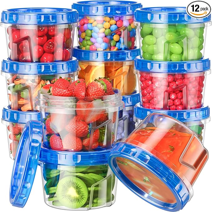 BiuLeon 12 Pack-16oz Freezer Storage Containers, Plastic Food Storage Containers by Unknown