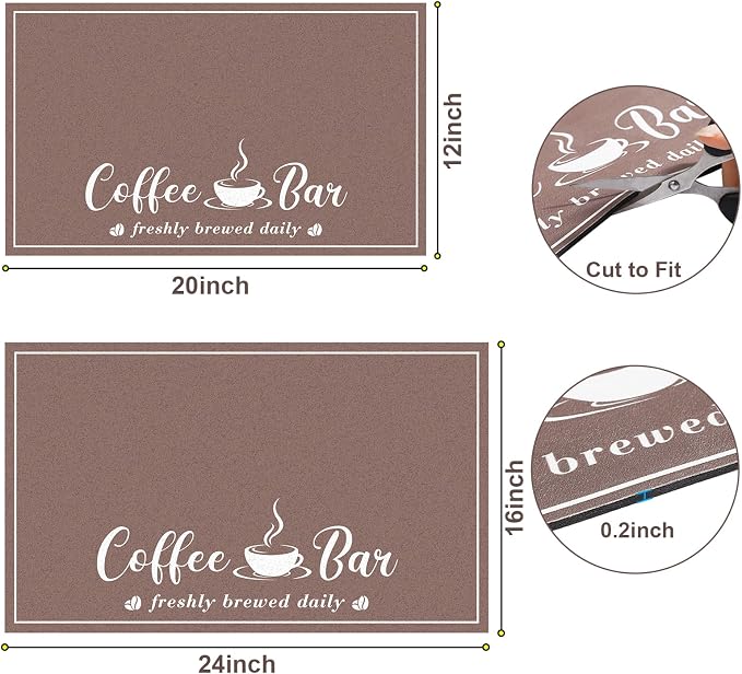 CooRug Fashion Coffee Mat, Dish Drying Mat 12" x 20" Brown | Hide Stain - Image 6