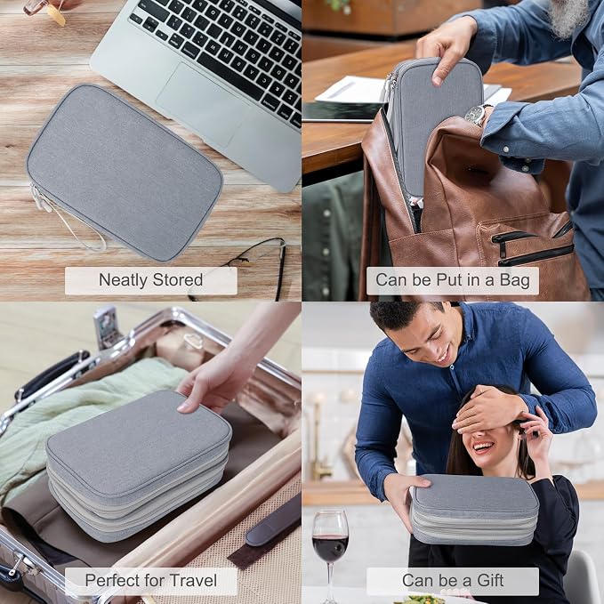 FYY Electronic Organizer, Travel Tech Pouch Bag, Light Grey | Wrist Strap - Image 7