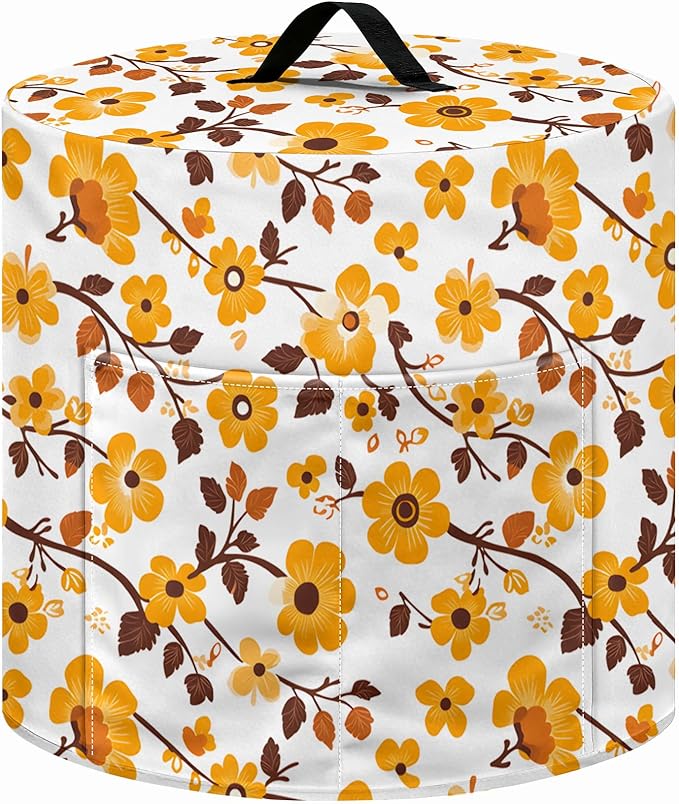 Kitchen Appliance Accessories Dust Cover for 3-6-8 Quart Instant Pot, Pressure Cooker, Air Fryer & Crock Pot,Decorative Appliance Cloth Cover with Top Handle & Storage Pockets (Orange, 3 Quart)