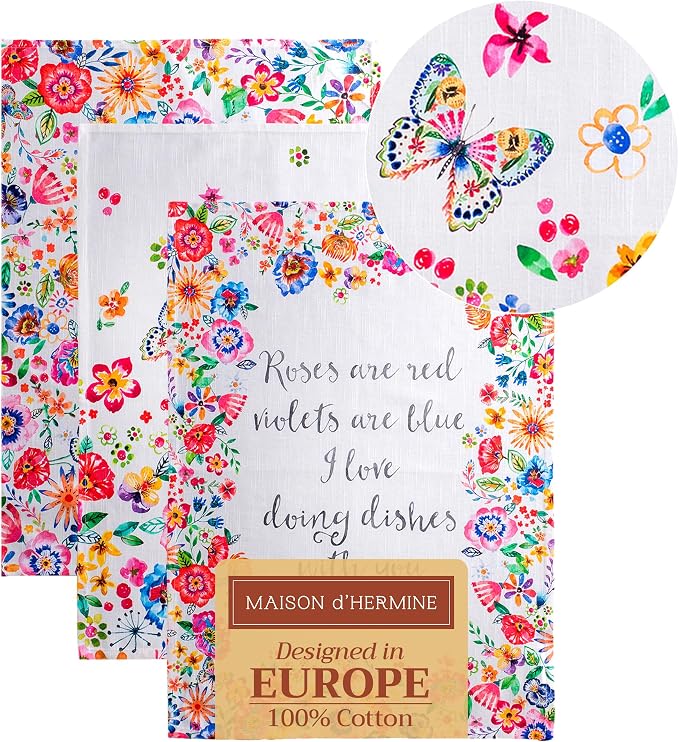 Maison d' Hermine Kitchen Towels Set of 3 Reusable 100% Cotton 27.50" x 20" by MaisondHermine