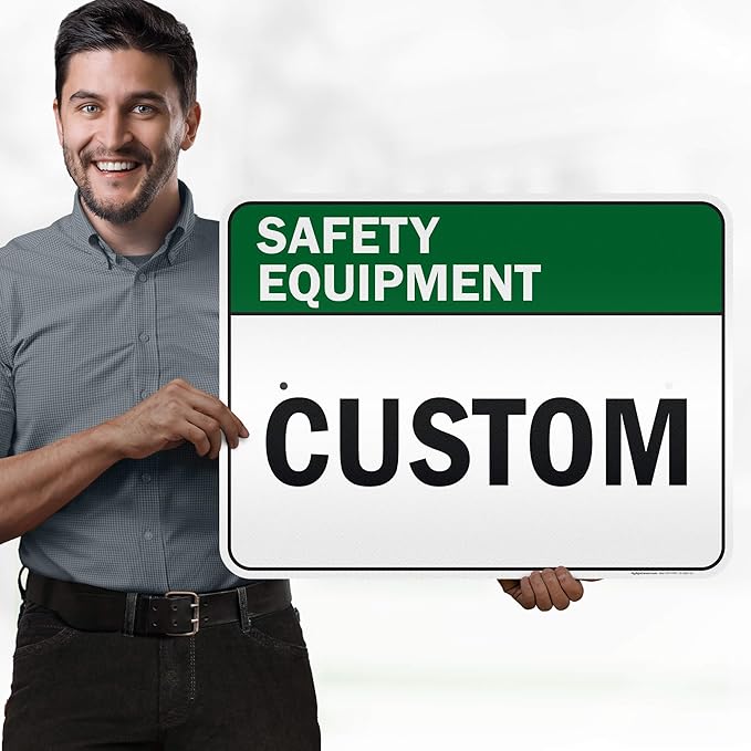 Custom Safety Equipment Sign, Ansi Sign, Osha Compliant, 18x24 Inches, 3M EGP Reflective, Rust Free .080 Aluminum, Fade Resistant, Made in USA by My Sign Center