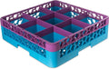 CFS RG9-1C414 OptiClean 9 Compartment Glass Rack with 1 Extender, 5.56", Polypropylene, Lavender/CFS Blue