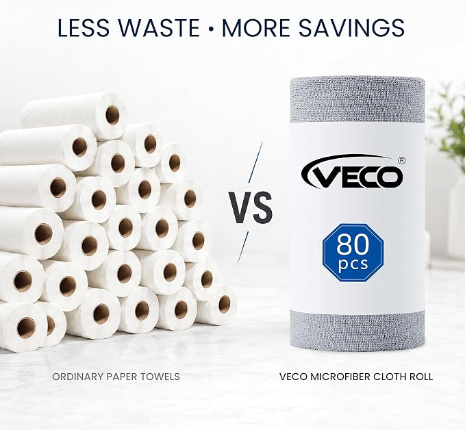 Veco Microfiber Cleaning Cloth Roll 80 PCS Gray - Image 2
