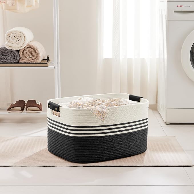 60L Woven Laundry Basket Hamper - Image 3