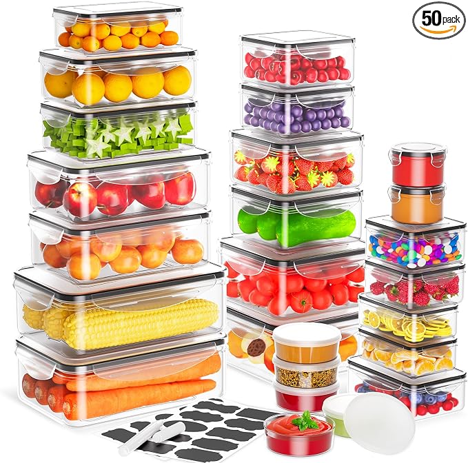 50 PCS Food Storage Containers by JSCARES