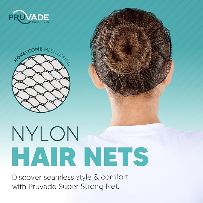Nylon Hair Nets for Women & Men | 300 Pack | 24" Honeycomb Mesh Hair Net for Food Service, Medical & Industrial Use - Breathable & Sturdy for Bun Hair, Most Long & Short Hair - Latex Free
