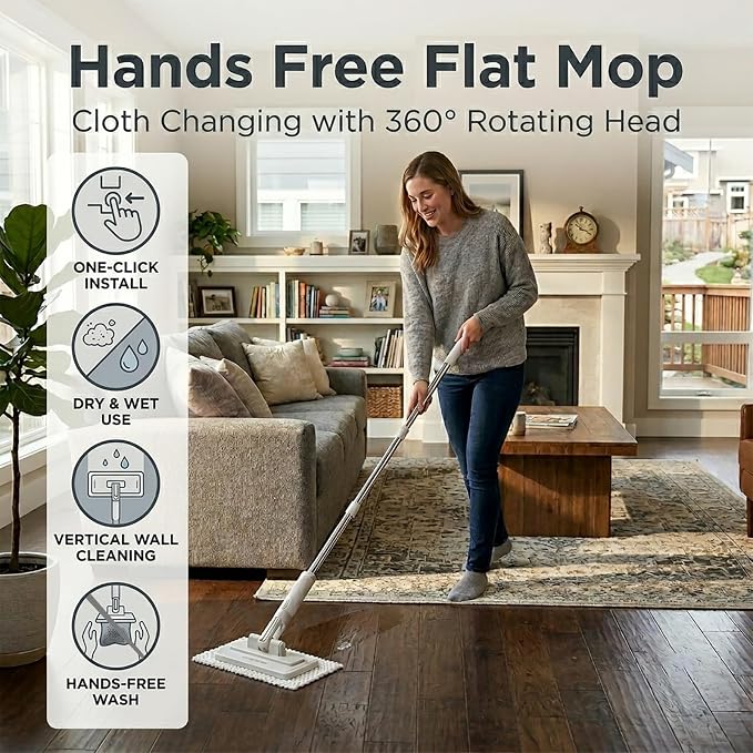 Snap Grip Mop Hands-Free Multi-Purpose Flat Mop - Image 2