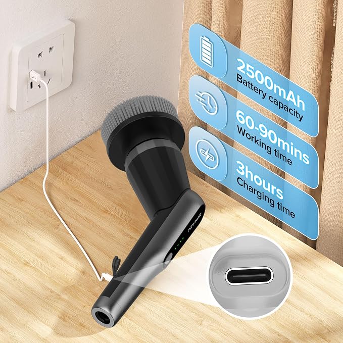 Electric Spin Scrubber, 10-in-1 Shower Scrubber & Retractable Long Handle - Image 5