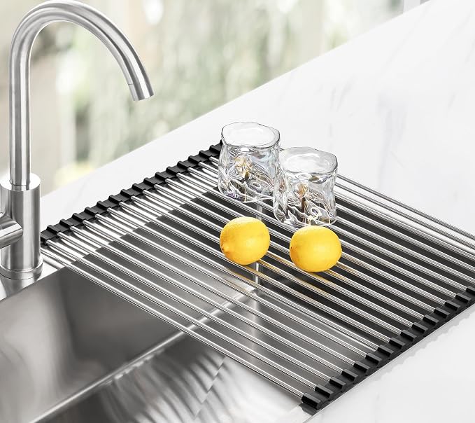 Tomorotec Roll Up Dish Drying Rack Over Sink, 304 Steel, Heat-Resistant Trivet - Image 9