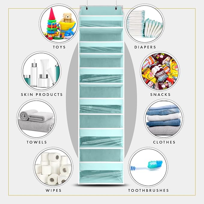HOMELUX THEORY Over the Door Organizer, 100D Fabric, Baby Blue 2pc - Image 8