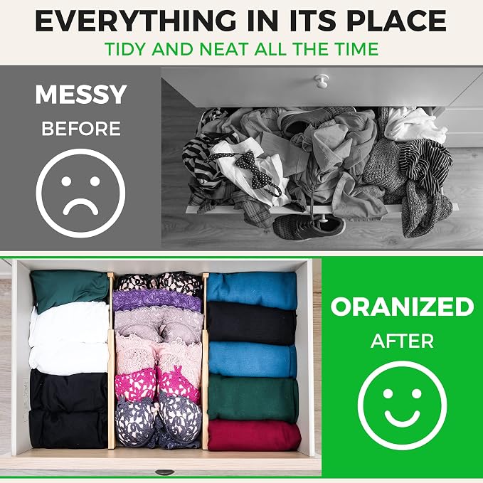 4 Pack Bamboo Drawer Dividers Organizer - Image 5