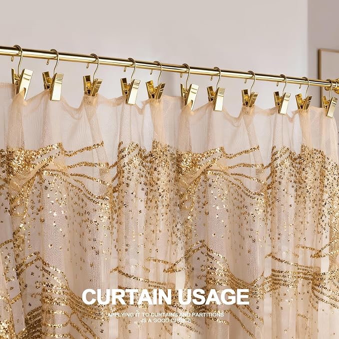 Teenitor 100 Pack Gold Curtain Clips Curtain Hooks, Stainless Steel Small Clips - Image 3