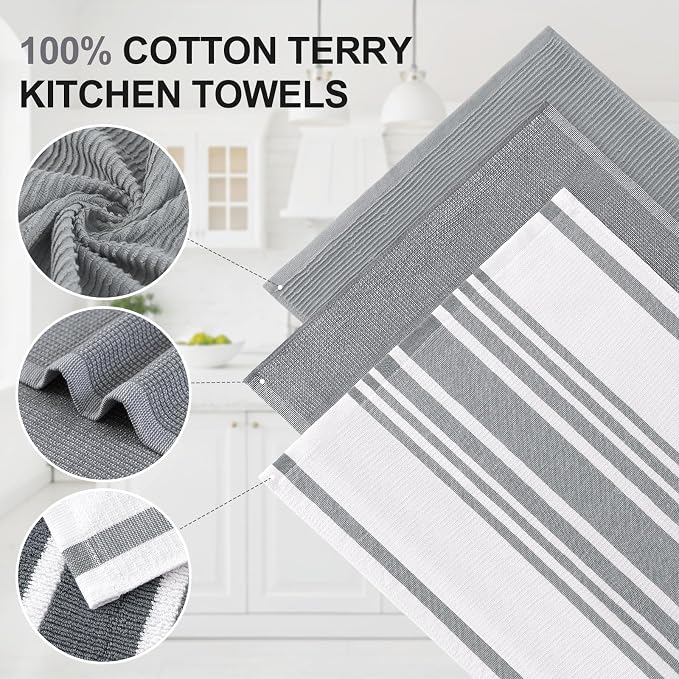 Homaxy Cotton 380 GSM Premium Kitchen Towels, 12 Pack - Image 2