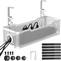 Under Desk Cable Management Tray White, Cinati Wire Organizers No Drill by Cinati