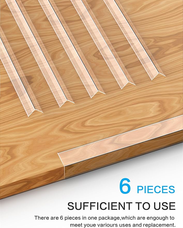 6PCS Clear Self-Adhesive Wall Corner Protectors，Corner Guards & Edge Protector for Wall Door Frame Cabinet Baseboard & Door, Table, Stair (48" X 1.0")