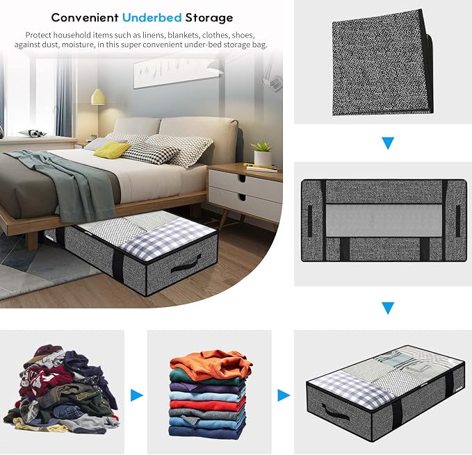 Onlyeasy 4 Pack Under Bed Clothes Storage Bags Organizer - Image 3