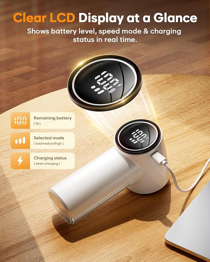 Fabric Shaver, Lint Remover Rechargeable, 6-Blade Lint Remover | LCD Display & - Image 4