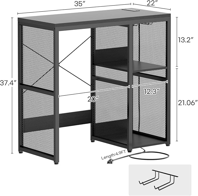 Homieasy Mini Fridge Cabinet Stand with Power Outlet, Coffee Bar Cabinet with Mini Fridge Space, Bar Stand with Microwave Shelf with Wine Rack for Kitchen, Dorm, Black