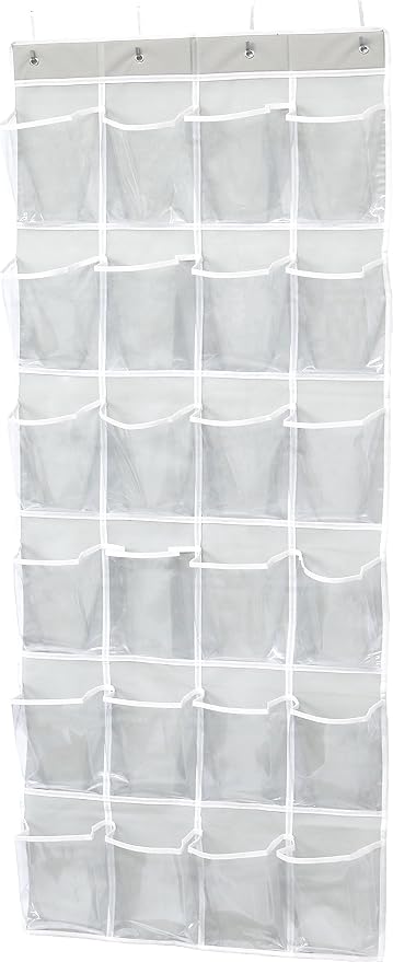 Simple Houseware 24 Pockets Large Clear Over the Door Shoe Organizer, 4 Durable by SimpleHouseware