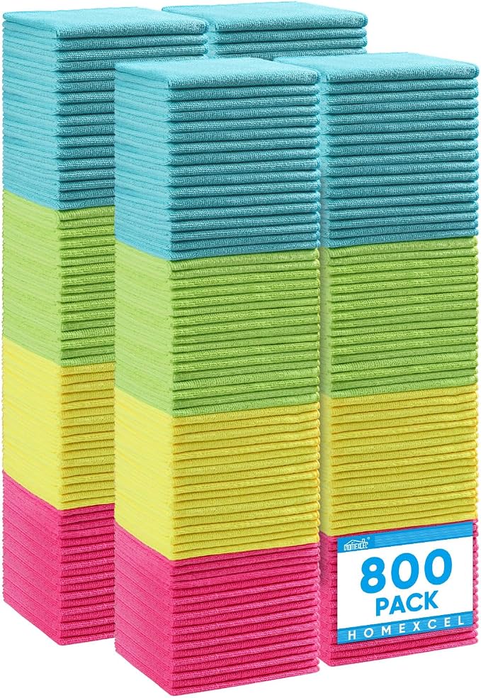 HOMEXCEL Microfiber Cleaning Cloth 800 Pack, Microfiber Towel by HOMEXCEL
