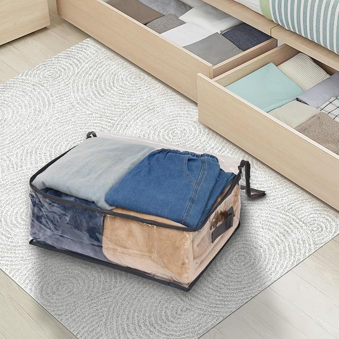 Fixwal Blanket Storage Bags 2 Pack Plastic Clothes Closet Organizer Clear | - Image 3