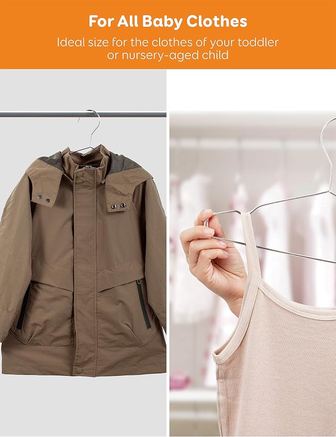 Baby Hangers, 50 Pack Stainless Steel 12.6 Inch Heavy Duty Non-Slip Space - Image 6