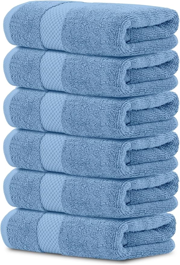 White Classic Luxury Light Blue Hand Towels by WhiteClassic