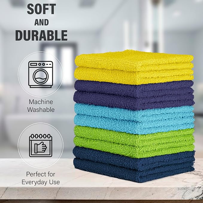 DecorRack 100% Cotton Washcloths 12x12 in - Image 2