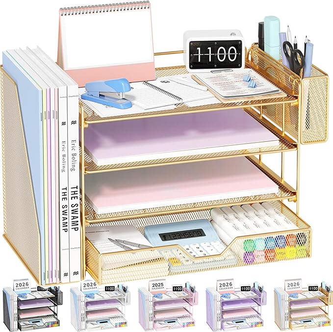 Desk Organizers and Accessories, 4-Tier Desktop File Organizer by OPNICE