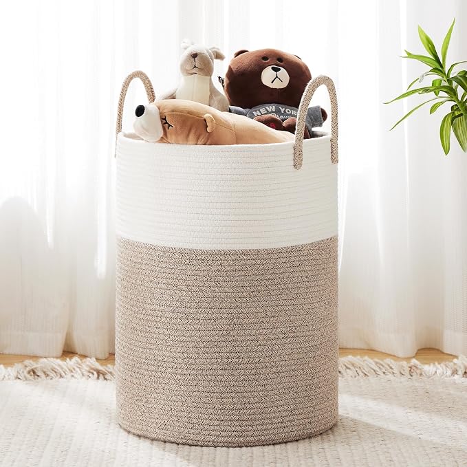 YOUDENOVA Cotton Rope Laundry Hamper Basket, 72L Blanket Basket by YOUDENOVA