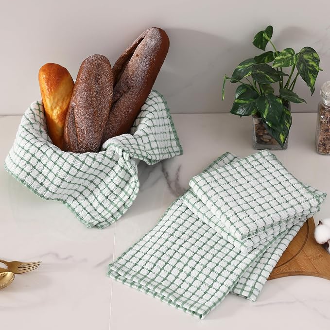 Homaxy Kitchen Towels and Dishcloths Set, Grass Green - Image 2