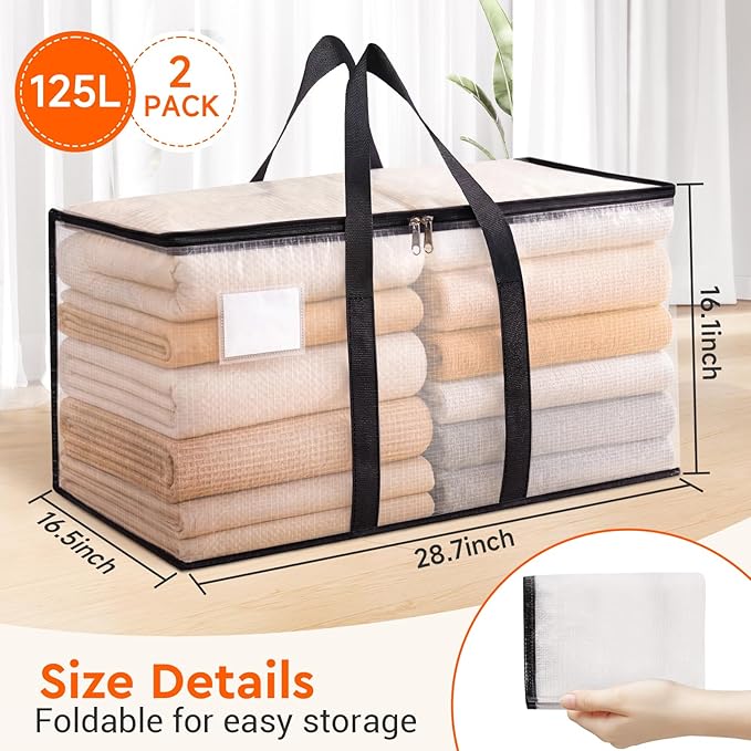 BlissTotes Moving Bags, 125L 2-Pack Storage Bags, Moving Boxes | Moving Box - Image 2