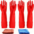 Rubber Cleaning Gloves Kitchen Dishwashing Glove 2-Pairs And Cleaning Cloth by YSLON