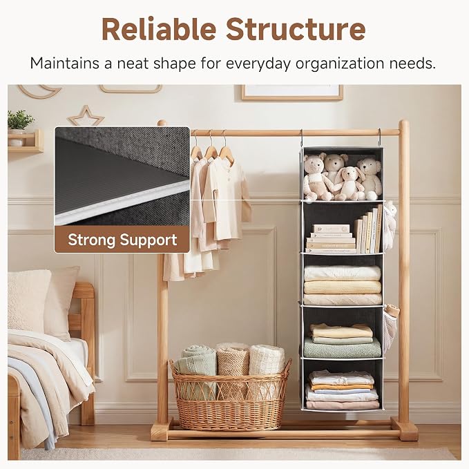 StorageWorks Hanging Closet Organizer, 5-Shelf Hanging Shelves - Image 5