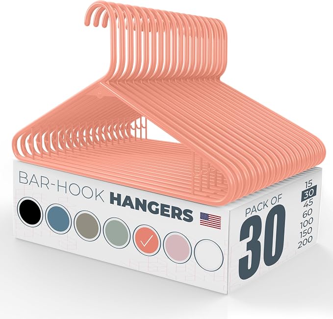 Plastic Hangers 30 Pack – Made in the USA – 6lb Capacity Standard Clothes by NeatiesHangers