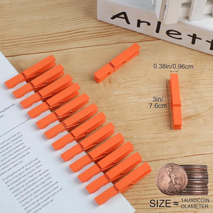 72 Pcs Wooden Clothes Pins, 2.9 Inch Clothes Pins - Image 3