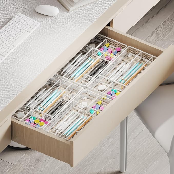 Desk Drawer Organizer Tray, Mesh Desk & Office Drawer Organizer, Suitable - Image 2