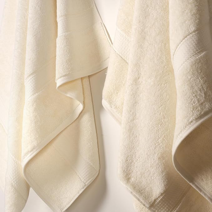 SUPERIOR Egyptian Cotton Plush & Absorbent, Bath Towel Set of 2, Cream | Quick - Image 6