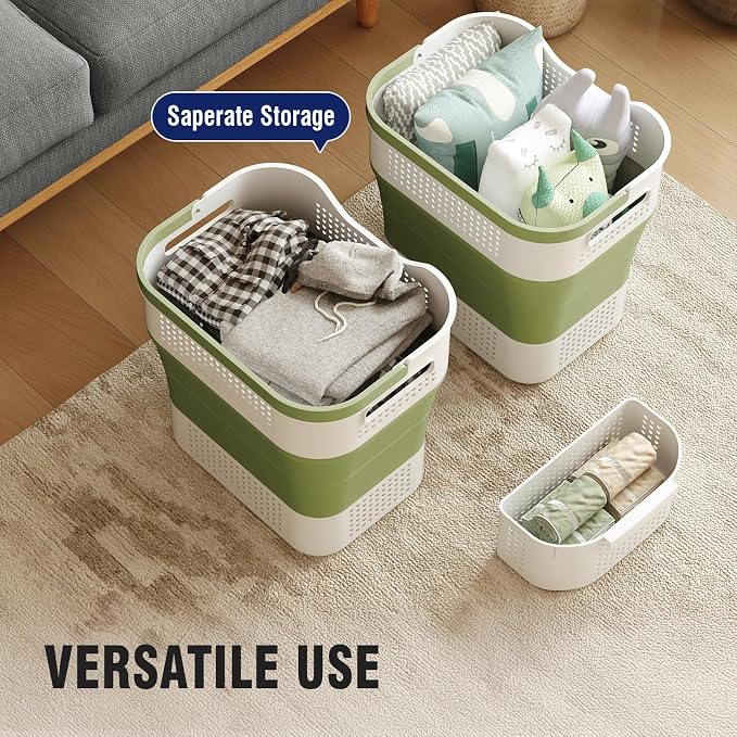 TECHMILLY Collapsible Plastic Laundry Basket Hamper - Image 6
