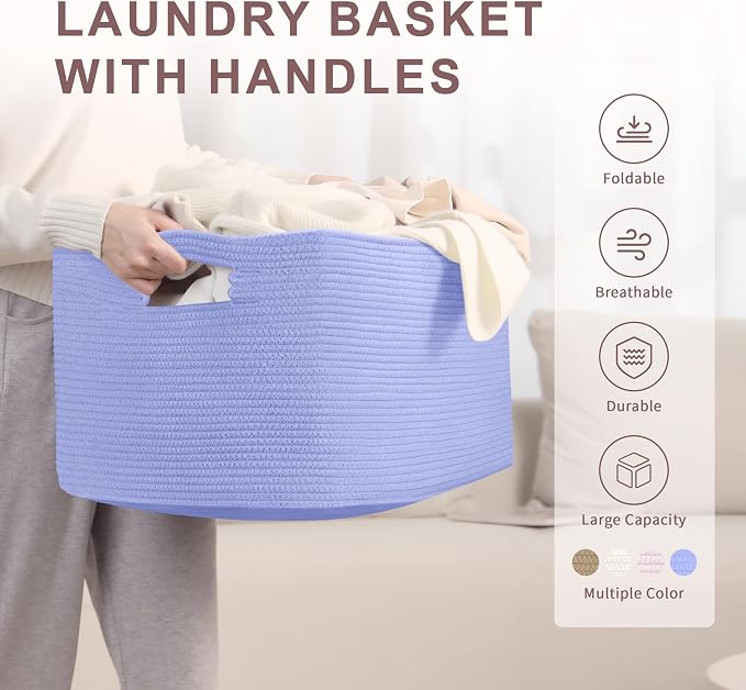 72L Large Woven Laundry Basket Hamper - Image 4