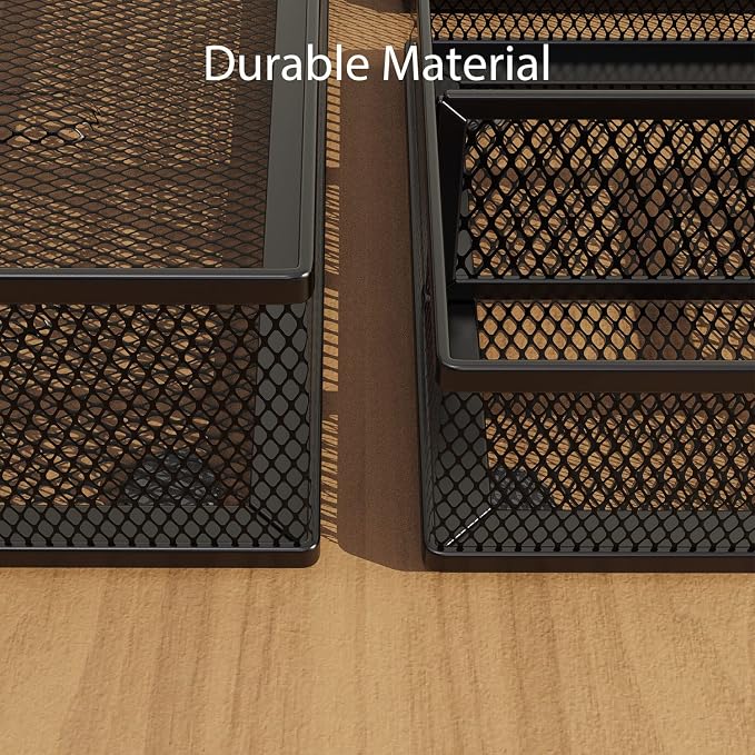 5 Pack Desk Drawer Organizers, Metal Mesh Office Desk Drawer Organizer Tray - Image 5